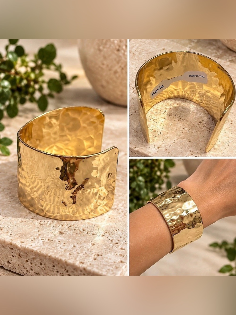 NWT Kevia Hammered Gold-Tone Cuff Bracelet